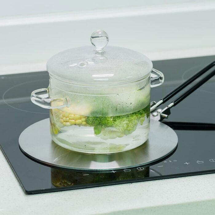 Stainless Steel Foldable Handle Heat Diffuser Plate with Induction Cooktops HDP004