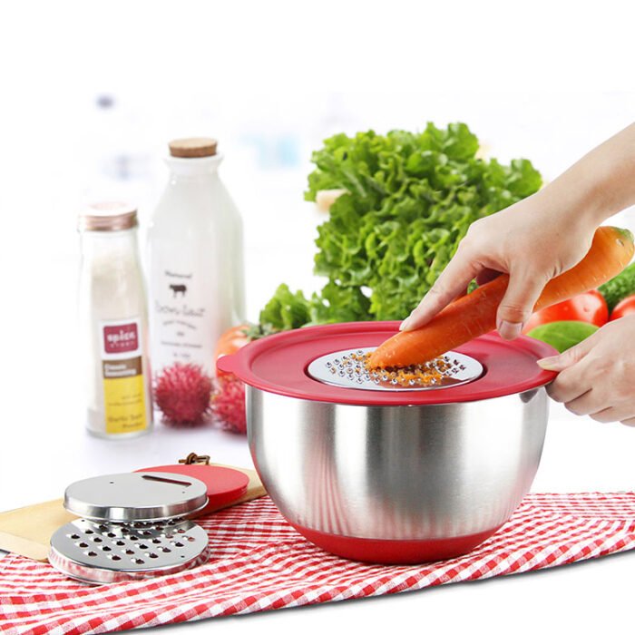 Mixing Bowls with Airtight Lids Stainless Steel Bowls By Colorful Non-Slip Bottoms BMA MB01