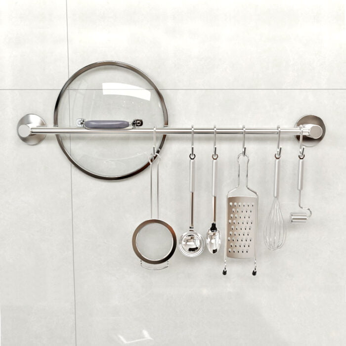 Stainless Steel Wall Mounted Pots and Pans Hanging Rack with Sliding Hook BMA KC206