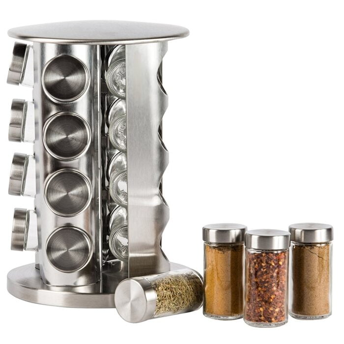 Stainless Steel Condiment Set Revolving 16-Jar Spice Rack for Kitchen BMA S1203 - Image 4