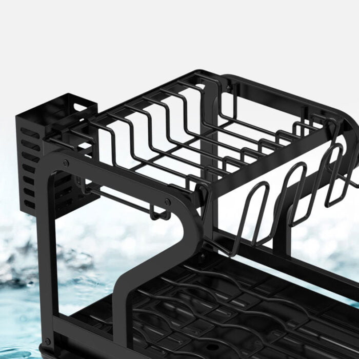 2 Tier Dish Drying Rack and Drainboard Set Dish Drainer Organizer Shelf SR1104 - Image 3
