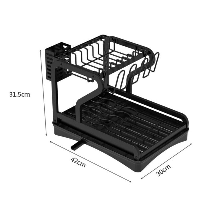 2 Tier Dish Drying Rack and Drainboard Set Dish Drainer Organizer Shelf SR1104 - Image 4