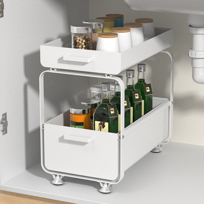 2 Tier Push-pull Under-sink Shelf Under The Cabinet Storage Organizer USO02