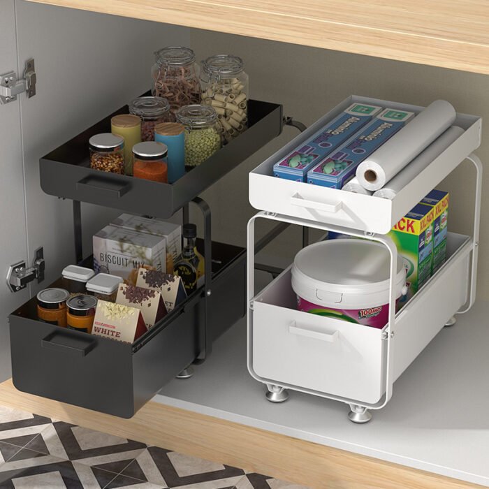 2 Tier Push-pull Under-sink Shelf Under The Cabinet Storage Organizer USO02 - Image 7