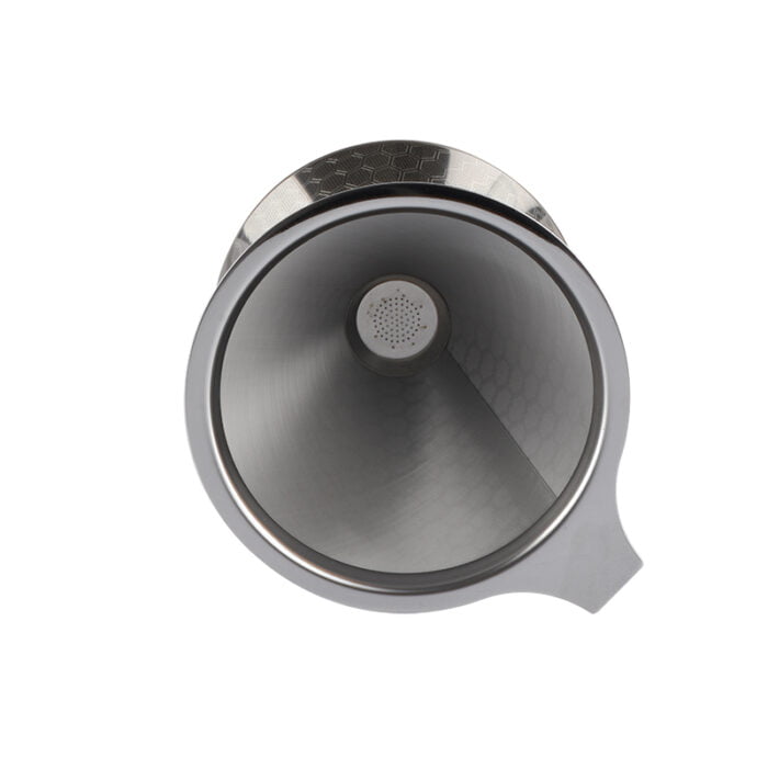 Portable Cone Drip Coffee Dripper Stainless Steel Reusable Coffee Filter with Stand Holder CF101 - Image 3