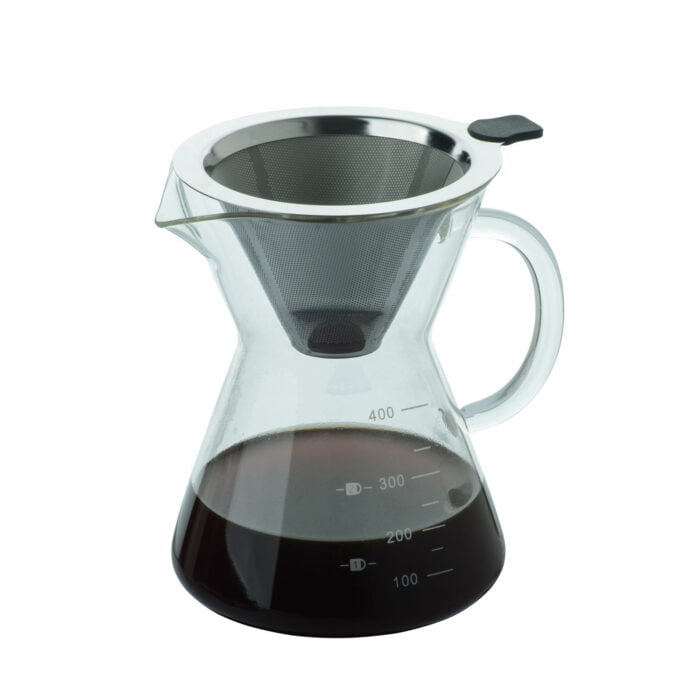 Pour Over Coffee Maker Stainless Steel Filter and Glass Coffee Dripper CF109 - Image 2