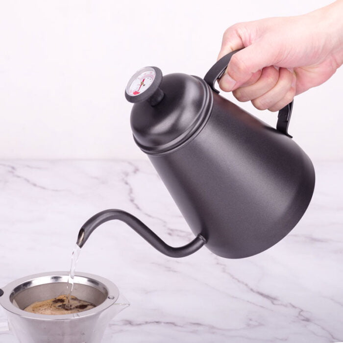Long Mouth Outdoor Drip Coffees Kettles with Temperature Displayed Lid CHP010
