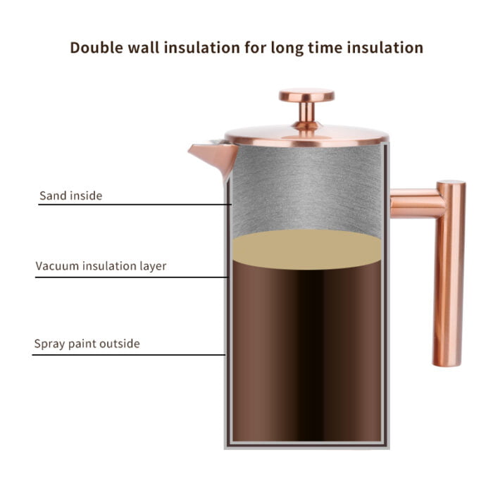 Double Walled Insulated Coffee Jug Filter Stainless Steel Coffee Plunger French Press PCM110 - Image 4