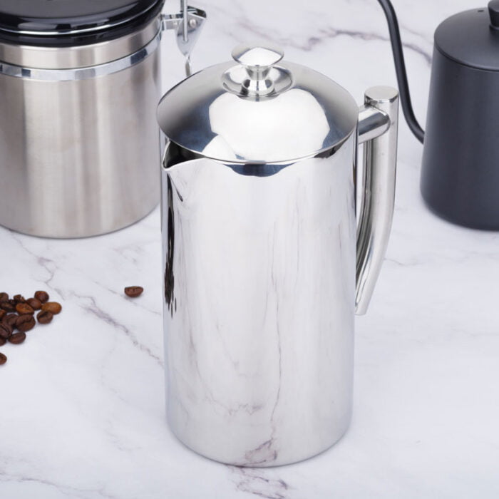 Mirror Surface Coffee Makers SS 304 Double Wall Coffee and Tea French Press PCM117