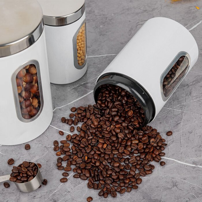 Airtight Kitchen Canisters Set Stainless Steel Coffee Tea Sugar Storage Jars S514 - Image 6