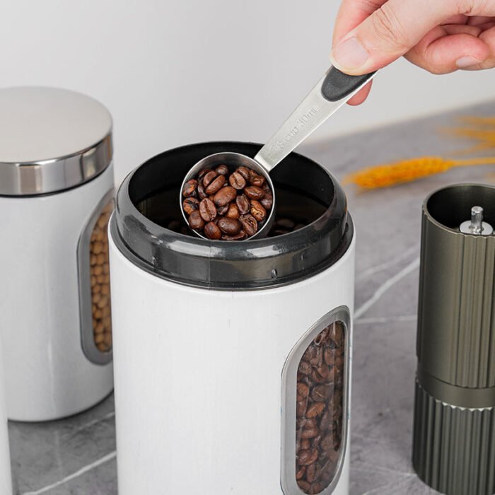 Airtight Kitchen Canisters Set Stainless Steel Coffee Tea Sugar Storage Jars S514 - Image 5