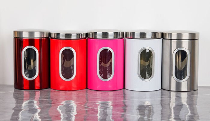 Airtight Kitchen Canisters Set Stainless Steel Coffee Tea Sugar Storage Jars S514 - Image 8