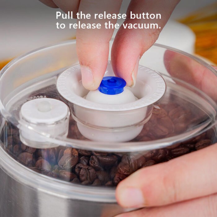 Pump-type Vacuum Stainless Steel Canister Coffee and Coffee Beans Airtight Storage Container S515 - Image 6