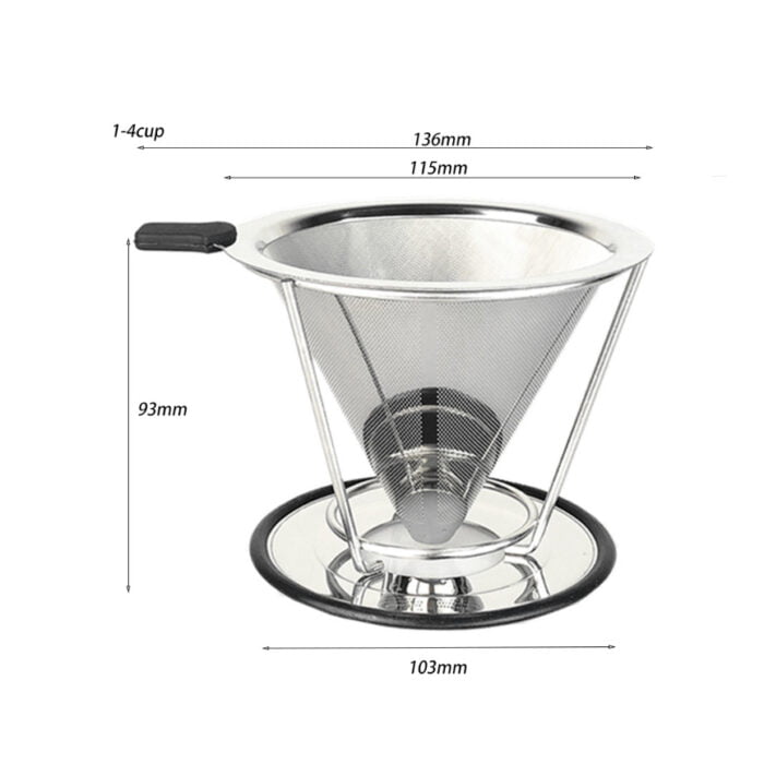 Stainless Steel Reusable Coffee Filter Fine Mesh Coffee Strainer with Stand CF103 - Image 7