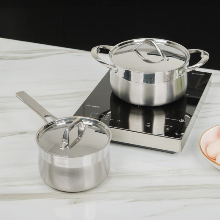 18/10 Food Grade Stainless Steel Tri-ply Kitchen Stock Pot Set of 2 SP02