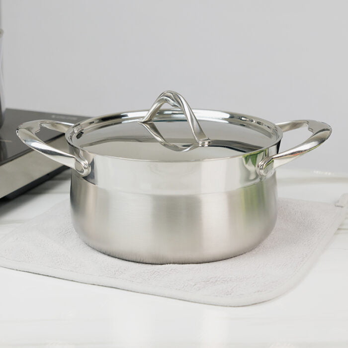 18/10 Food Grade Stainless Steel Tri-ply Kitchen Stock Pot Set of 2 SP02 - Image 2