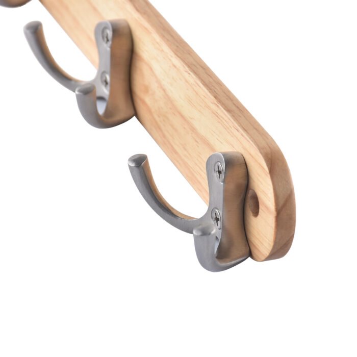 Wooden And Cast Iron Hooks Wall Coat Rack BMA H214 - Image 5
