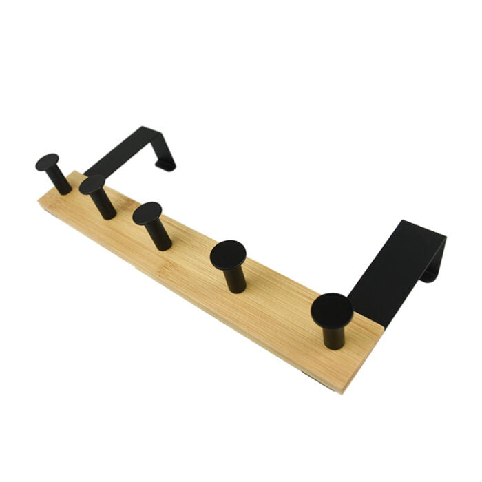 Metal And Bamboo Over Door Hook Hanger Coat Rack With 4 Hooks and 6 Hooks BMA H889