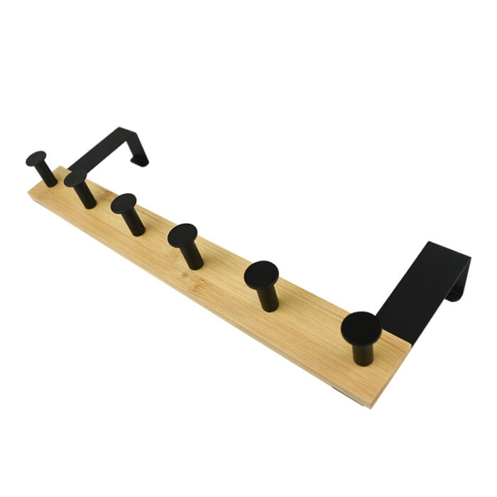 Metal And Bamboo Over Door Hook Hanger Coat Rack With 4 Hooks and 6 Hooks BMA H889 - Image 3
