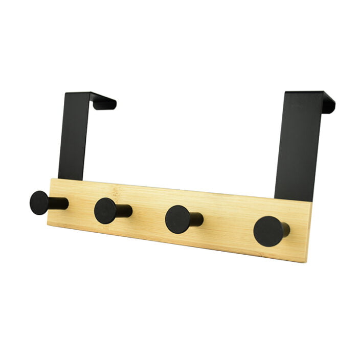 Metal And Bamboo Over Door Hook Hanger Coat Rack With 4 Hooks and 6 Hooks BMA H889 - Image 2