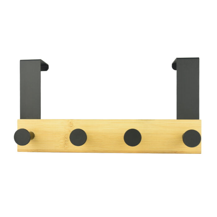 Metal And Bamboo Over Door Hook Hanger Coat Rack With 4 Hooks and 6 Hooks BMA H889 - Image 7