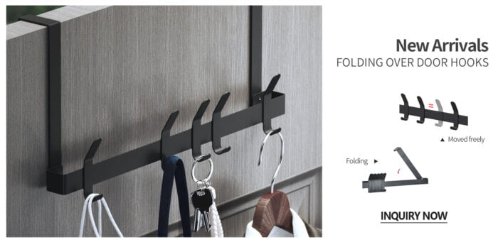 Folding Metal Coat Organizer Hanging Removable Hooks Over The Door Hook H980 - Image 7