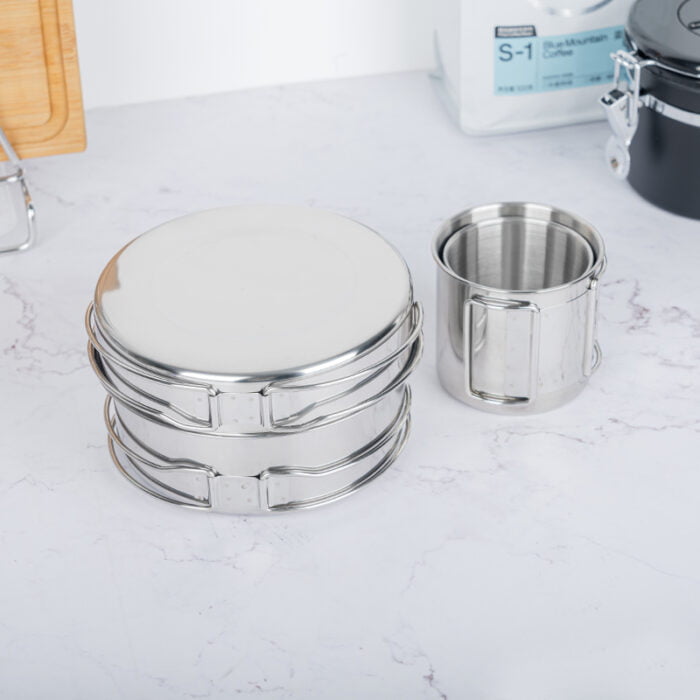 Portable Camping Cookware Set Stainless Steel Pots and Pans Set for Outdoor CCS01 - Image 3