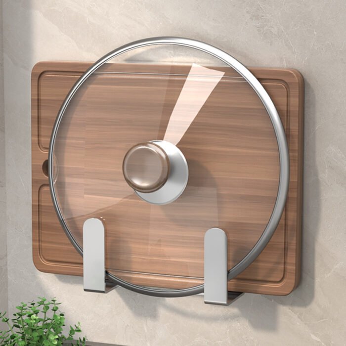 Stainless Steel Wall Mounted Pot Lid Holder 3M Self Adhesive Pan Racks PLH01