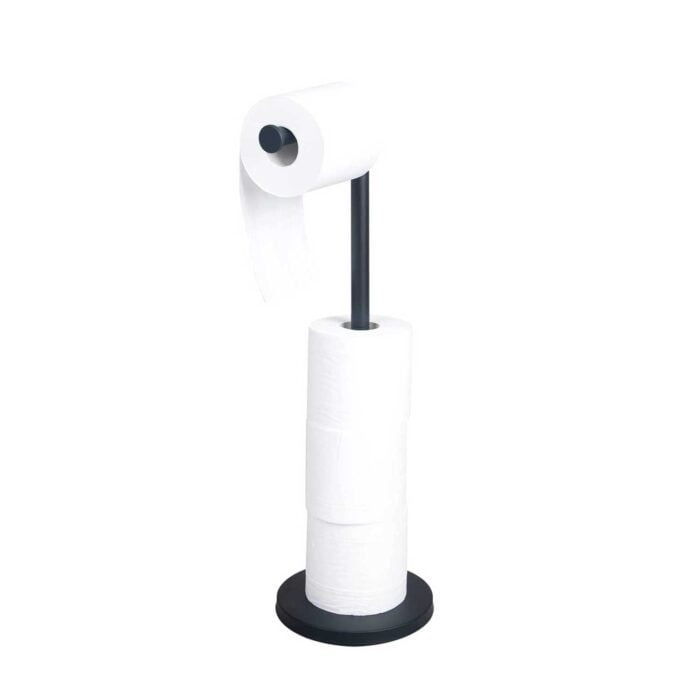 Matte Black Finished Color Standing Toilet Paper Holder Storage For Bathroom TH84