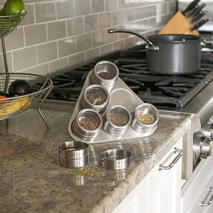 Stainless Steel Magnetic Spice set With 6 Jars Round Storage Spice Rack BMA S6806 - Image 9
