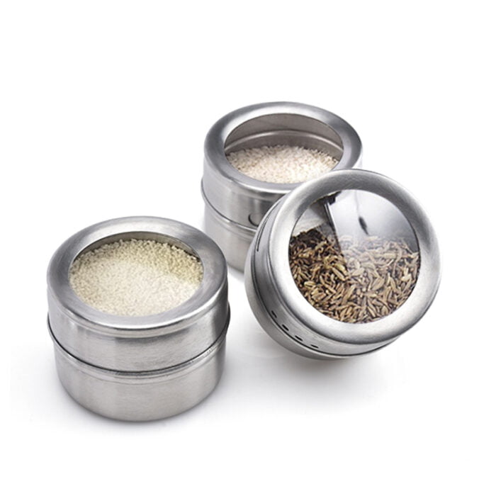 Stainless Steel Magnetic Spice set With 6 Jars Round Storage Spice Rack BMA S6806 - Image 4
