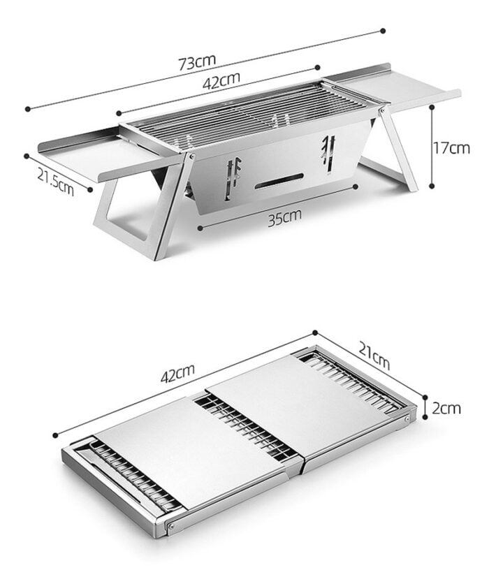 Stainless Steel Folding Portable Barbecue Charcoal Grill Outdoor Cooking 1BBQ2409 - Image 4