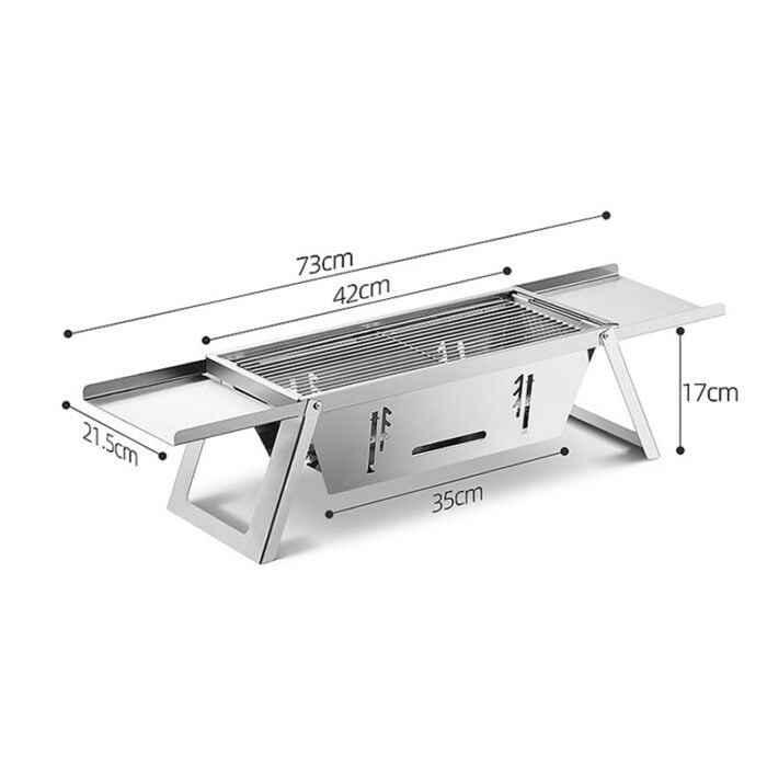 Stainless Steel Folding Portable Barbecue Charcoal Grill Outdoor Cooking 1BBQ2409 - Image 3