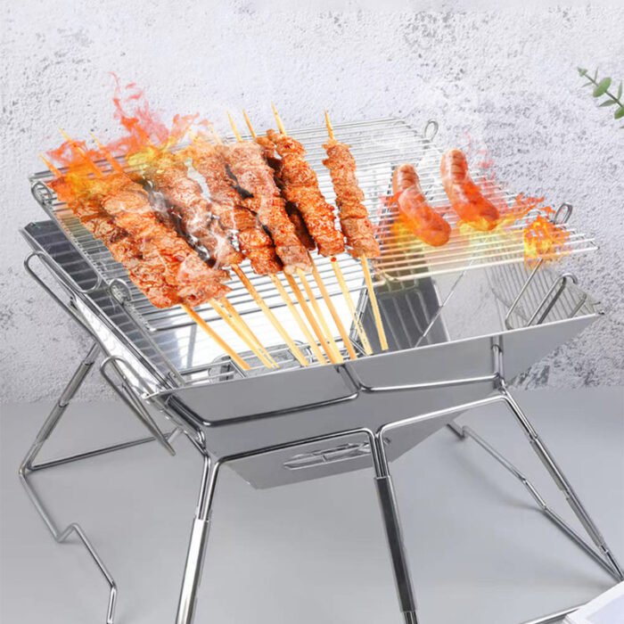 Portable Stainless Steel Grill Camping Charcoal Grill with Carrying Bag 1BBQ2410 - Image 6