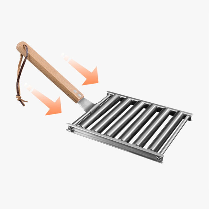 Stainless Steel Hot Dog Roller for Girll BBQ Hot Dog Girller with Wood Handle 1BBQ2413 - Image 4