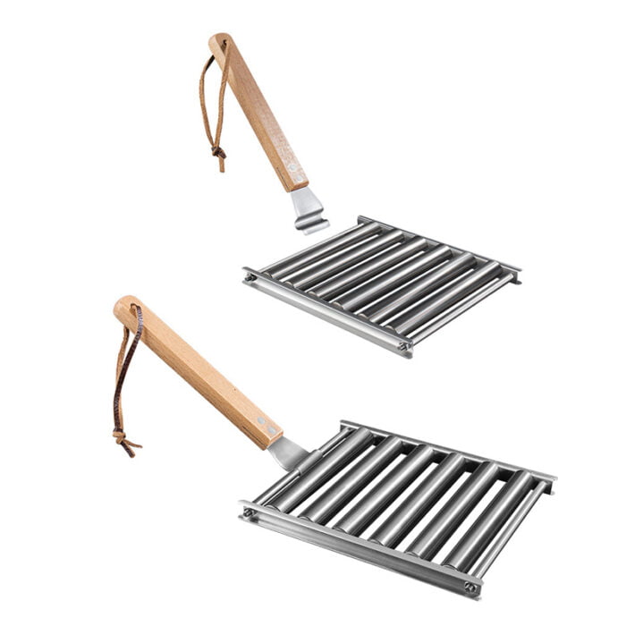 Stainless Steel Hot Dog Roller for Girll BBQ Hot Dog Girller with Wood Handle 1BBQ2413 - Image 3