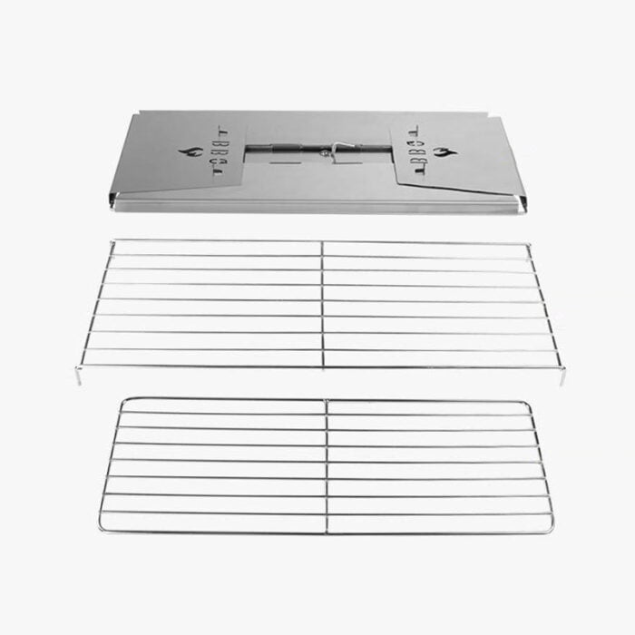 Stainless Steel Foldable Compact Charcoal Barbecue Grill with BBQ Grill Net 1BBQ2414 - Image 4