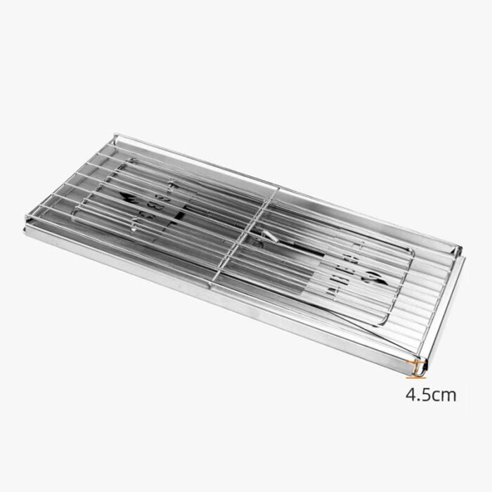 Stainless Steel Foldable Compact Charcoal Barbecue Grill with BBQ Grill Net 1BBQ2414 - Image 3