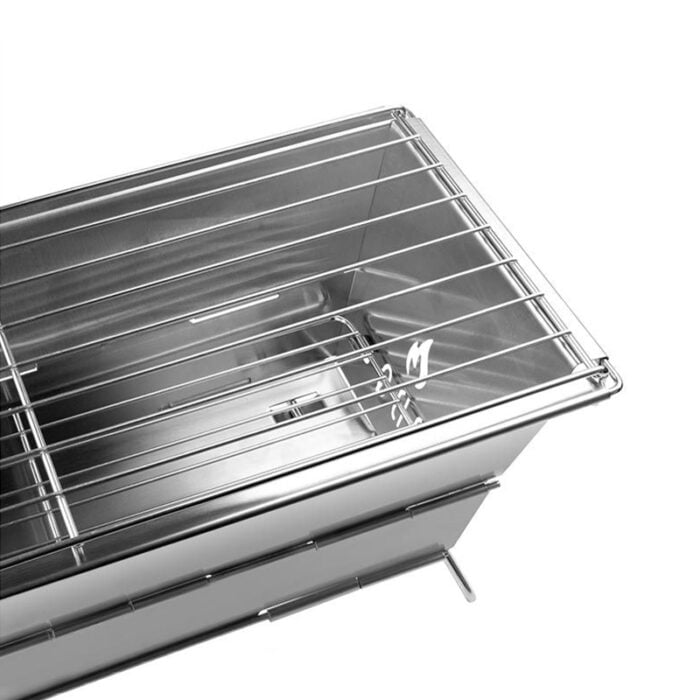 Stainless Steel Foldable Compact Charcoal Barbecue Grill with BBQ Grill Net 1BBQ2414 - Image 5