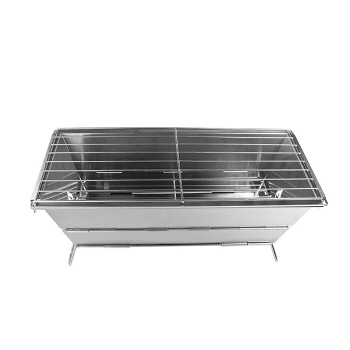 Stainless Steel Foldable Compact Charcoal Barbecue Grill with BBQ Grill Net 1BBQ2414 - Image 2