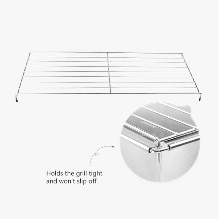 Stainless Steel Foldable Compact Charcoal Barbecue Grill with BBQ Grill Net 1BBQ2414 - Image 6