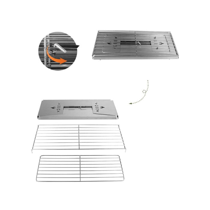 Stainless Steel Foldable Compact Charcoal Barbecue Grill with BBQ Grill Net 1BBQ2414 - Image 7