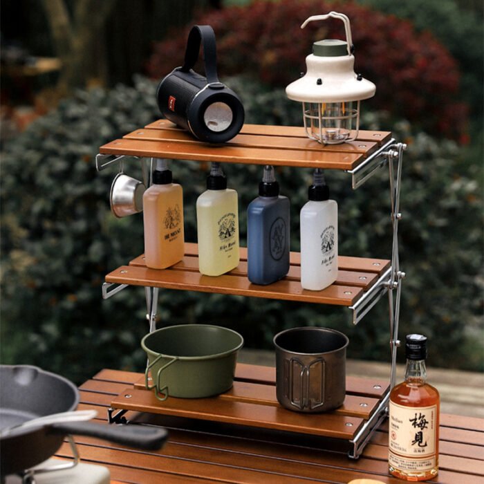 Folding Camping Table Portable Outdoor Tableware Rack 1BBQ2416