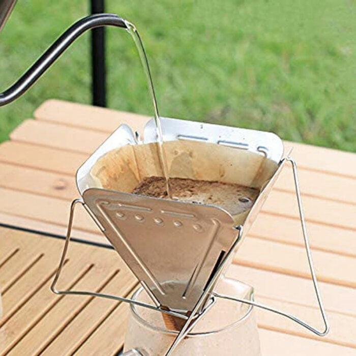 Outdoor Pour Over Coffee Dripper Filter Holder Reusable Folded Stainless Steel Coffee Filter Rack 1CP2304 - Image 6