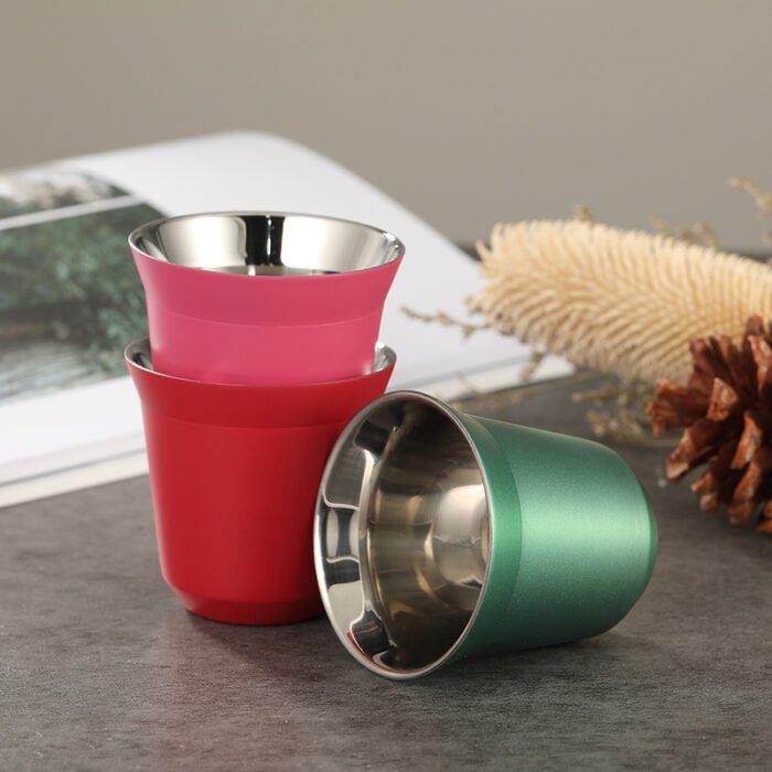 80ml Coffee Demitasse Cups Insulated Double Wall Stainless Steel Espresso Cup 1CP2309