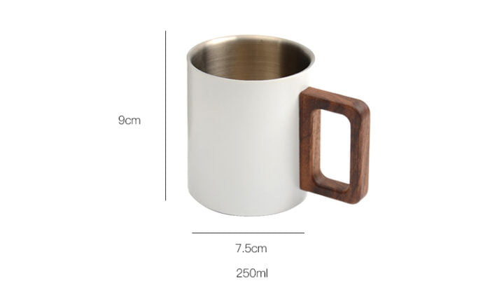 Stainless Steel Modern Double Wall Mugs Coffee Cups Coffee Mug with Wooden Handles 1CP2326 - Image 7