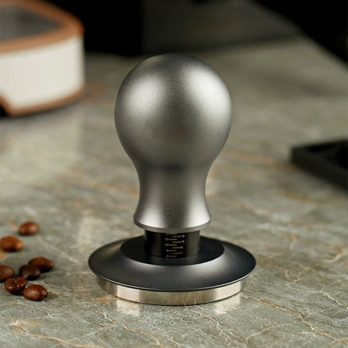 Stainless Steel Base Spring Loaded Coffee Tamper Depth-adjustable Calibrated 1CP2337