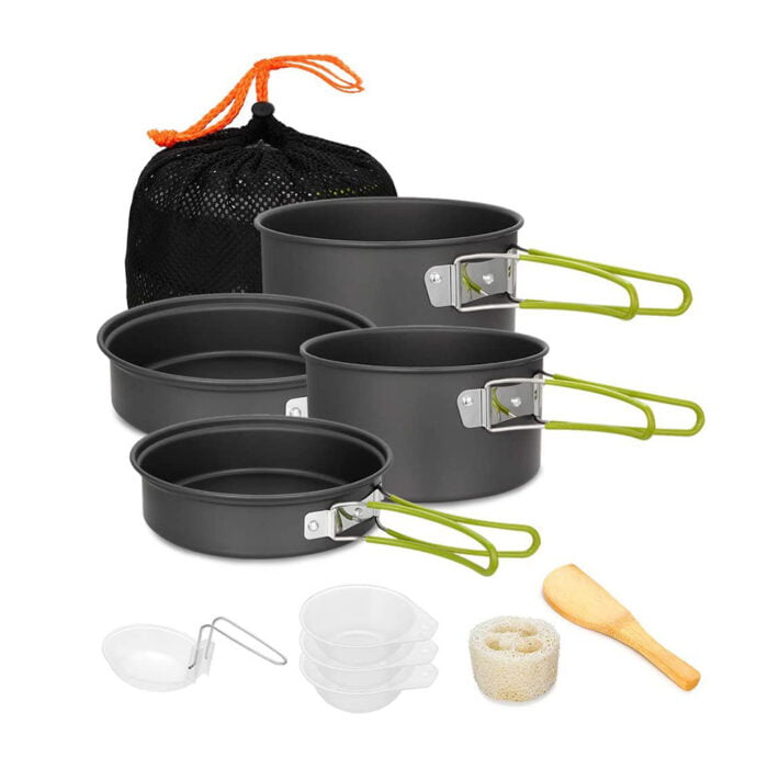 Gunmetal Grey Portability Outdoors Aluminum Camping Cookware Set 1HP2102 - Image 2