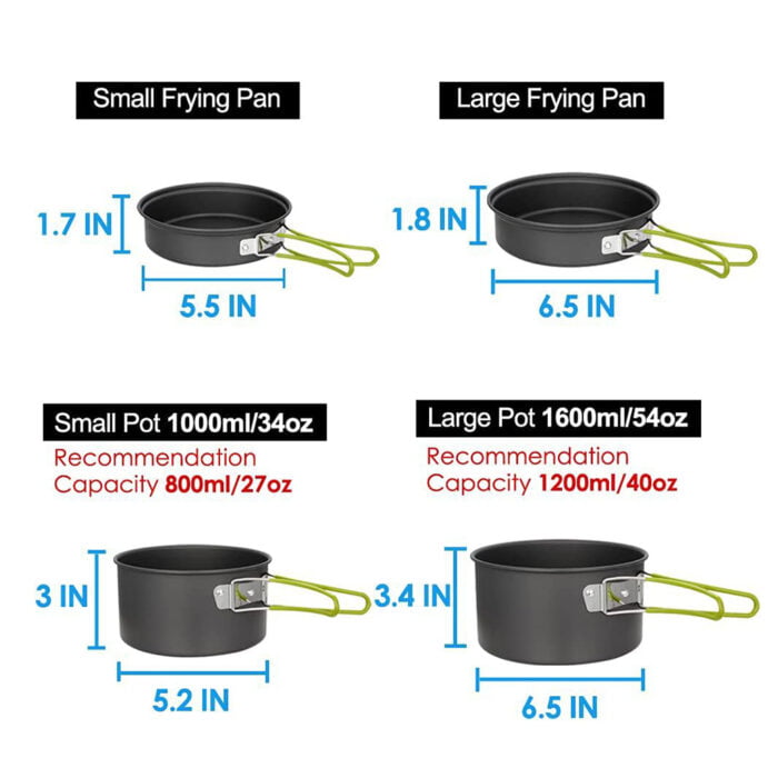 Gunmetal Grey Portability Outdoors Aluminum Camping Cookware Set 1HP2102 - Image 3