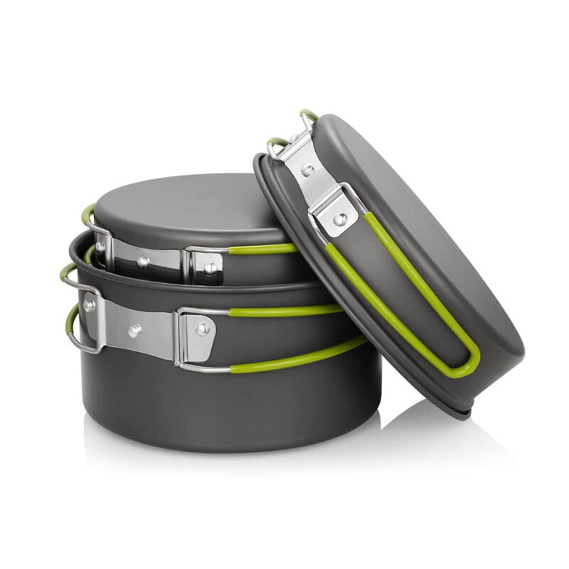 Gunmetal Grey Portability Outdoors Aluminum Camping Cookware Set 1HP2102
